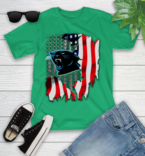 Carolina Panthers NFL Football American Flag Youth T-Shirt 8