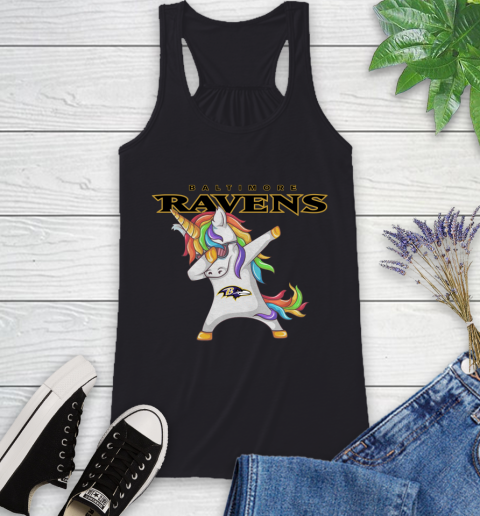 Baltimore Ravens NFL Football Funny Unicorn Dabbing Sports Racerback Tank 2