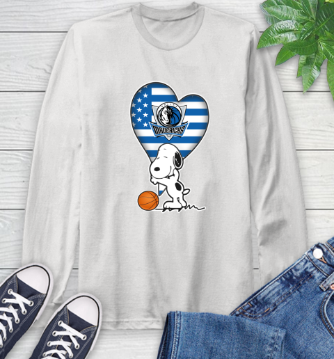 Dallas Mavericks NBA Basketball The Peanuts Movie Adorable Snoopy Long Sleeve T-Shirt