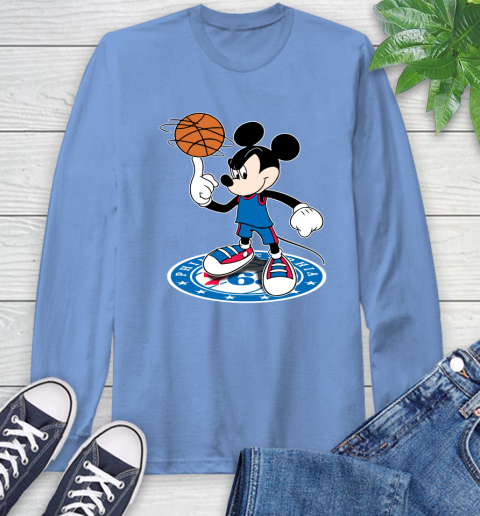 NBA Basketball Philadelphia 76ers Cheerful Mickey Disney Shirt Long Sleeve T-Shirt 12