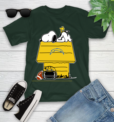 Los Angeles Chargers NFL Football Snoopy Woodstock The Peanuts Movie Youth T-Shirt 5