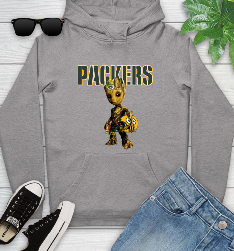 Green Bay Packers NFL Football Groot Marvel Guardians Of The Galaxy Youth Hoodie 6