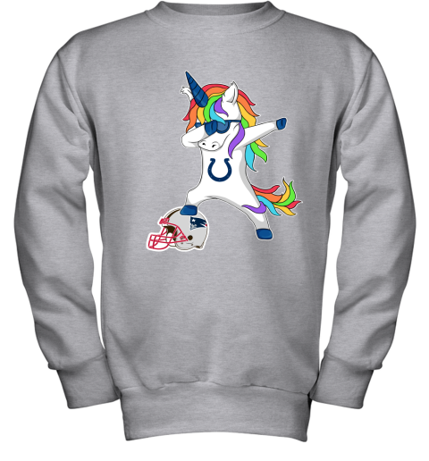 Football Dabbing Unicorn Steps On Helmet Indianapolis Colts Youth Sweatshirt