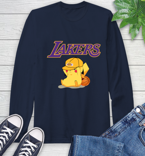NBA Pikachu Basketball Sports Los Angeles Lakers Long Sleeve T-Shirt 4