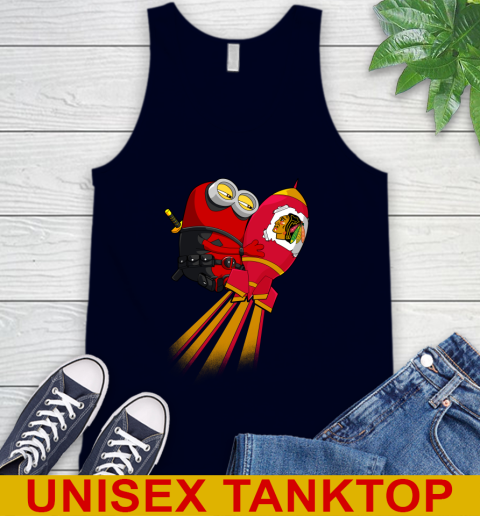 NHL Hockey Chicago Blackhawks Deadpool Minion Marvel Shirt Tank Top 3 NHL Hockey Chicago Blackhawks Deadpool Minion Marvel Shirt Tank Top - Image 3
