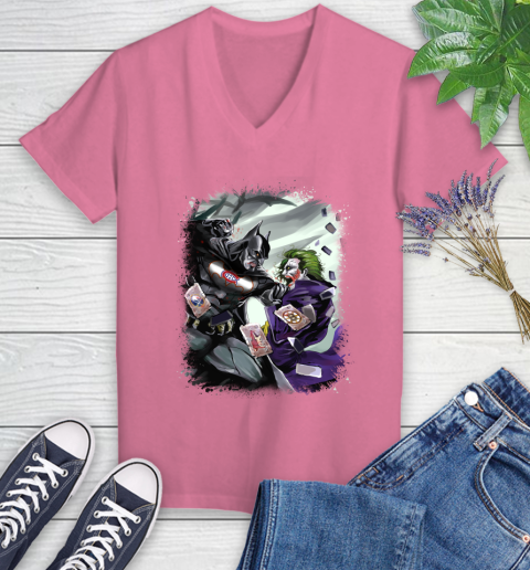 Montreal Canadiens NHL Hockey Batman Fighting Joker DC Comics Women's V-Neck T-Shirt 13
