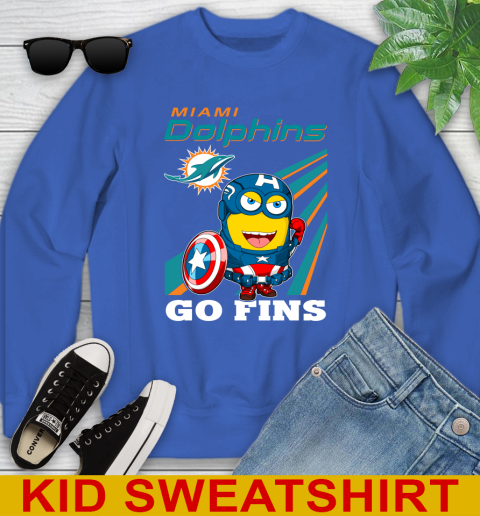 NFL Football Miami Dolphins Captain America Marvel Avengers Minion Shirt Youth Sweatshirt 7 NFL Football Miami Dolphins Captain America Marvel Avengers Minion Shirt Youth Sweatshirt - Image 7