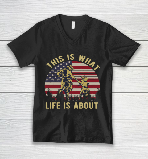 4th Of July Biker This Is What Life Is About V-Neck T-Shirt