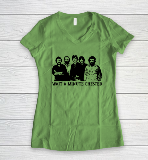 Wait A Minute Chester April Wine Women's V-Neck T-Shirt 5