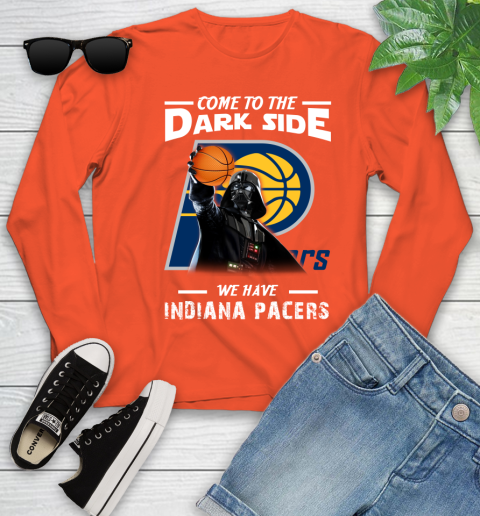 NBA Come To The Dark Side We Have Indiana Pacers Star Wars Darth Vader Basketball Youth Long Sleeve 3
