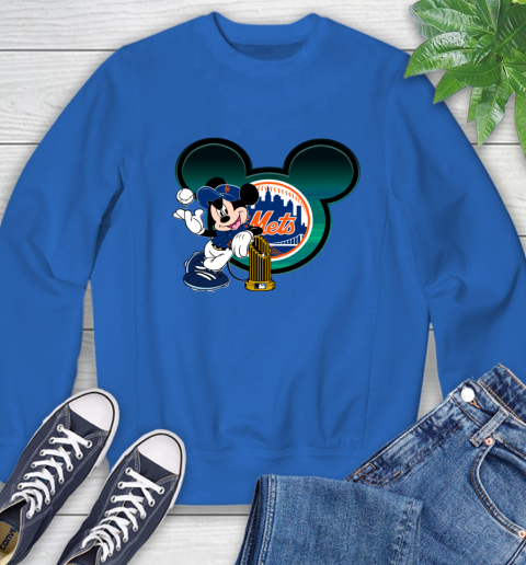 MLB New York Mets The Commissioner's Trophy Mickey Mouse Disney Sweatshirt 9 MLB New York Mets The Commissioner's Trophy Mickey Mouse Disney Sweatshirt - Image 9