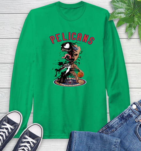 NBA New Orleans Pelicans Basketball Venom Groot Guardians Of The Galaxy Long Sleeve T-Shirt 7