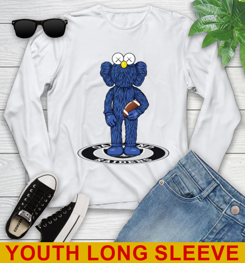 NFL Football Oakland Raiders Kaws Bff Blue Figure Shirt Youth Long Sleeve