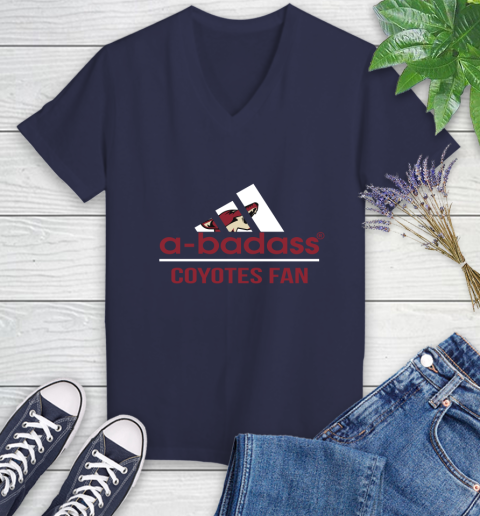 NHL A Badass Arizona Coyotes Fan Adidas Hockey Sports Women's V-Neck T-Shirt 12