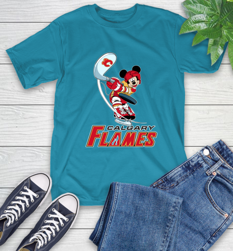 NHL Hockey Calgary Flames Cheerful Mickey Mouse Shirt T-Shirt - Image 10