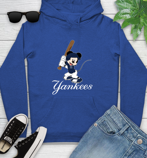 MLB Baseball New York Yankees Cheerful Mickey Mouse Shirt Youth Hoodie 9