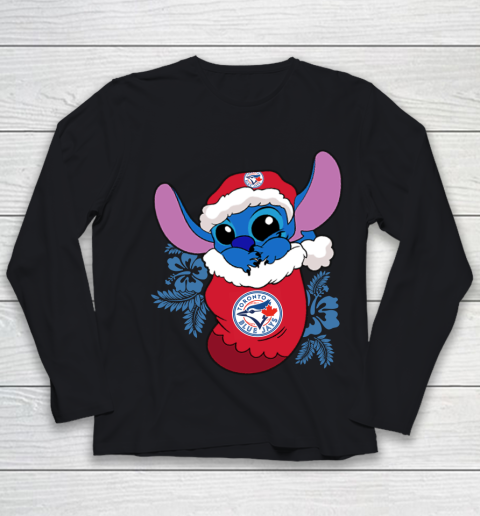Toronto Blue Jays Christmas Stitch In The Sock Funny Disney MLB Youth Long Sleeve