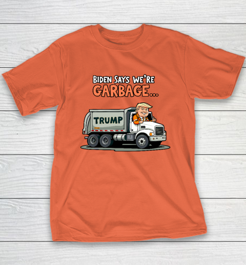 Donald Trump Rides In Garbage Truck Youth T-Shirt 2