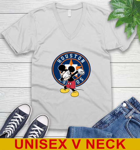 Houston Astros MLB Baseball Dabbing Mickey Disney Sports V-Neck T-Shirt