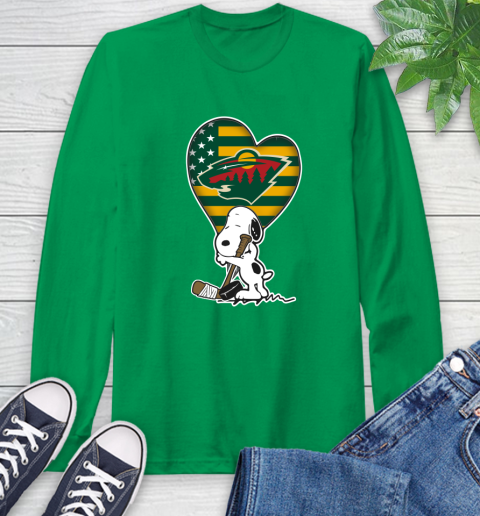 Minnesota Wild NHL Hockey The Peanuts Movie Adorable Snoopy Long Sleeve T-Shirt 7