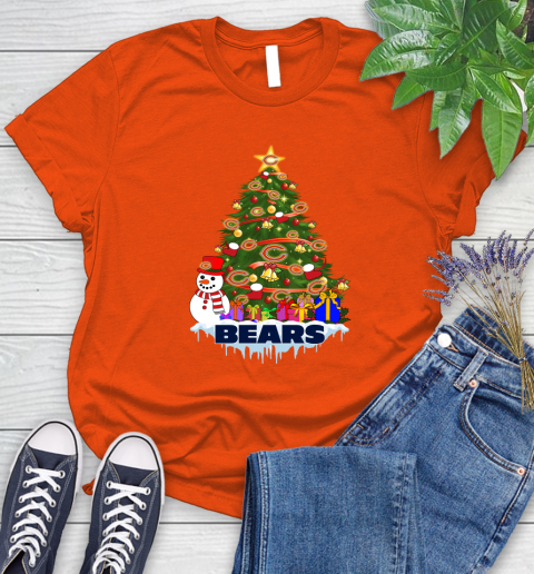 Chicago Bears Merry Christmas NFL Football Sports Women's T-Shirt 4