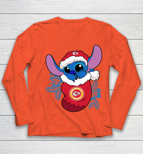 Kansas City Chiefs Christmas Stitch In The Sock Funny Disney NFL Youth Long Sleeve 4