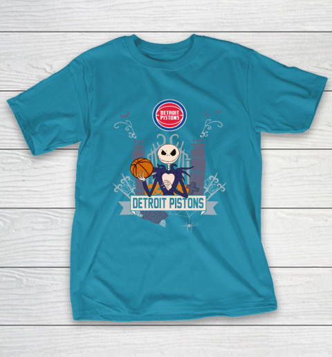 NBA Detroit Pistons Basketball Jack Skellington Halloween T-Shirt 7