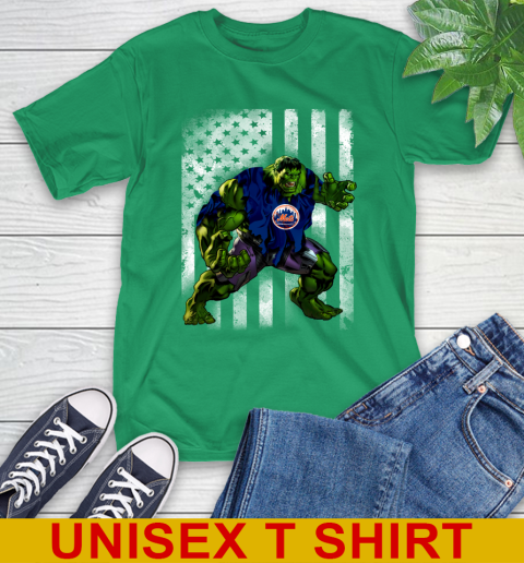 New York Mets Hulk Marvel Avengers MLB Baseball American Flag T-Shirt 7