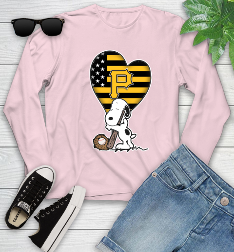 Pittsburgh Pirates MLB Baseball The Peanuts Movie Adorable Snoopy Youth Long Sleeve 10