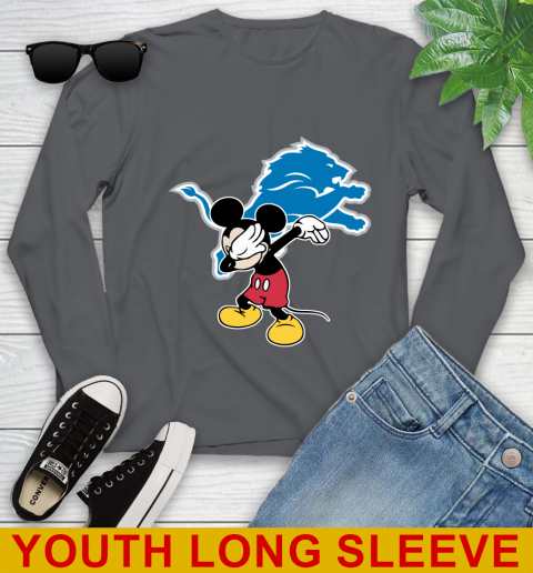 Detroit Lions NFL Football Dabbing Mickey Disney Sports Youth Long Sleeve 9