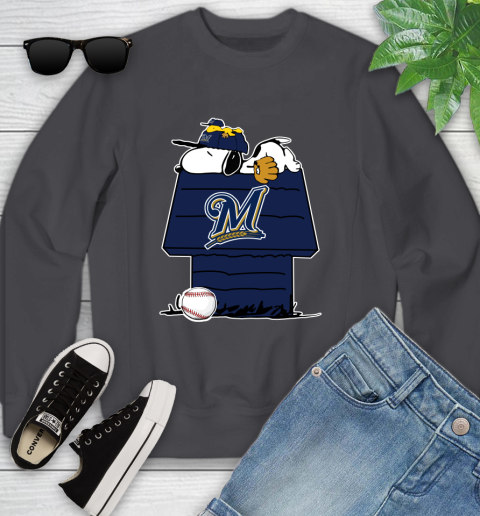 MLB Milwaukee Brewers Snoopy Woodstock The Peanuts Movie Baseball T Shirt Youth Sweatshirt 6