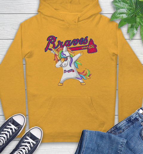 Atlanta Braves MLB Baseball Funny Unicorn Dabbing Sports Hoodie 3