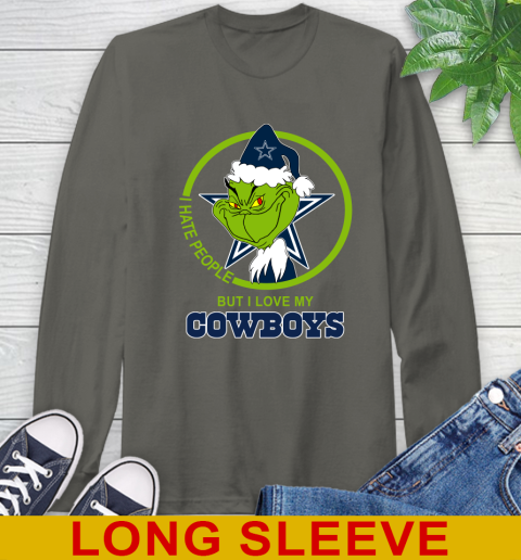Dallas Cowboys NFL Christmas Grinch I Hate People But I Love My Favorite Football Team Long Sleeve T-Shirt 8