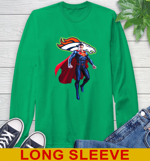 NFL Superman DC Sports Football Denver Broncos Long Sleeve T-Shirt 7