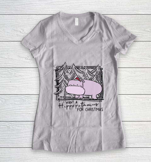 I Want A Hippopotamus For Christmas Hippo for Kid Women Men Women's V-Neck T-Shirt