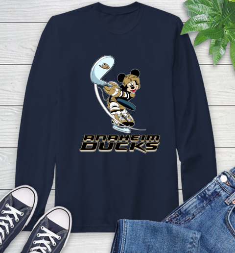 NHL Hockey Anaheim Ducks Cheerful Mickey Mouse Shirt Long Sleeve T-Shirt 4
