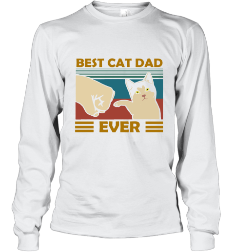 Best Cat Dad Ever Fist Dash With Cat Vintage Long Sleeve T-Shirt