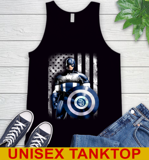 San Diego Padres MLB Baseball Captain America Marvel Avengers American Flag Shirt Tank Top