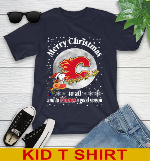 Calgary Flames Merry Christmas To All And To Flames A Good Season NHL Hockey Sports Youth T-Shirt 2