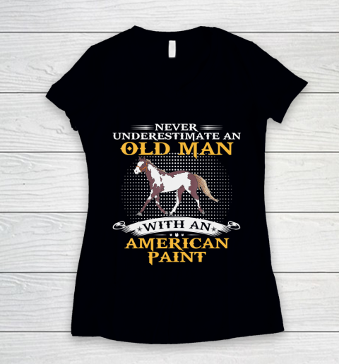 Father gift shirt Mens Never Underestimate An Old Man With An American Paint Horse T Shirt Women's V-Neck T-Shirt
