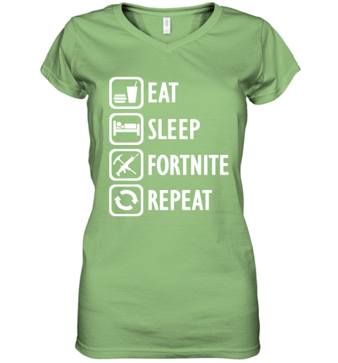 vvho eat sleep fortnite repeat for gamer fortnite battle royale shirts women v neck t shirt 39 front lime