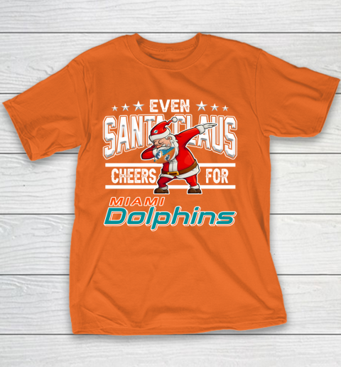 Miami Dolphins Even Santa Claus Cheers For Christmas NFL Youth T-Shirt 4