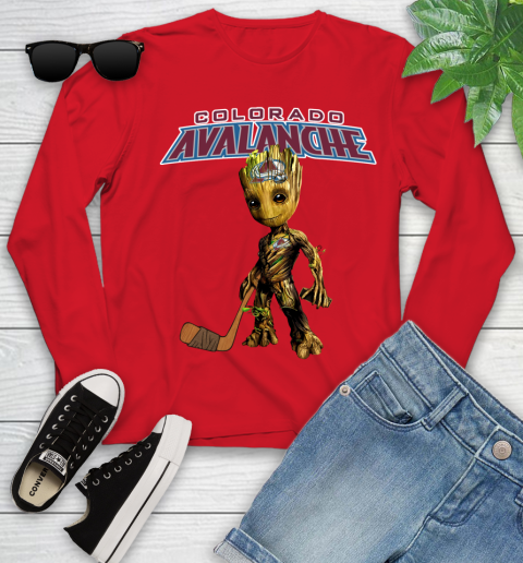 Colorado Avalanche NHL Hockey Groot Marvel Guardians Of The Galaxy Youth Long Sleeve 11