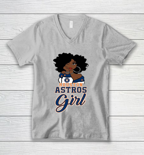 Houston Astross Girl MLB V-Neck T-Shirt 4