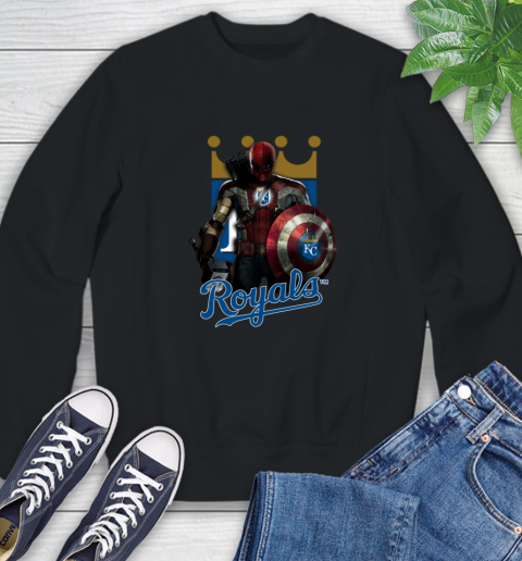 MLB Captain America Thor Spider Man Hawkeye Avengers Endgame Baseball Kansas City Royals Sweatshirt 2