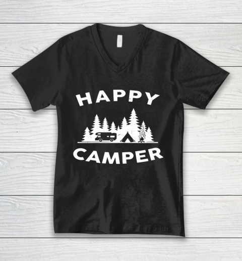 Happy Camper Camping V-Neck T-Shirt
