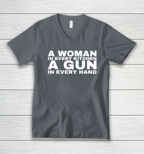 A Woman In Every Kitchen A Gun In Every Hand Shirt Sean Strickland V-Neck T-Shirt 3