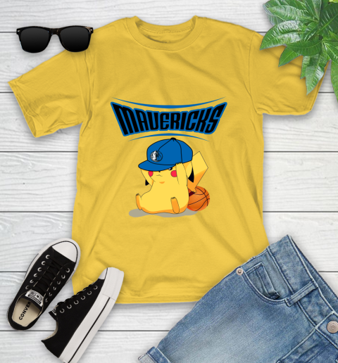 NBA Pikachu Basketball Sports Dallas Mavericks Youth T-Shirt 8