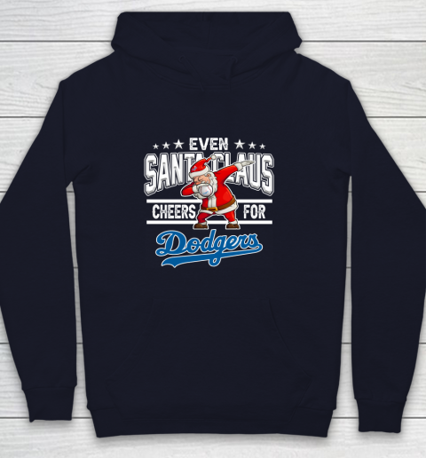 Los Angeles Dodgers Even Santa Claus Cheers For Christmas MLB Youth Hoodie 2