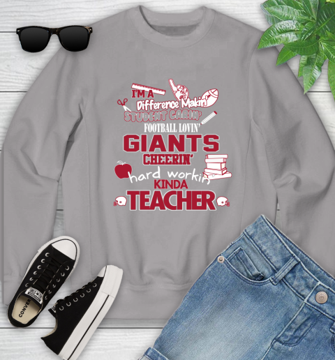 New York Giants NFL I'm A Difference Making Student Caring Football Loving Kinda Teacher Youth Sweatshirt 3